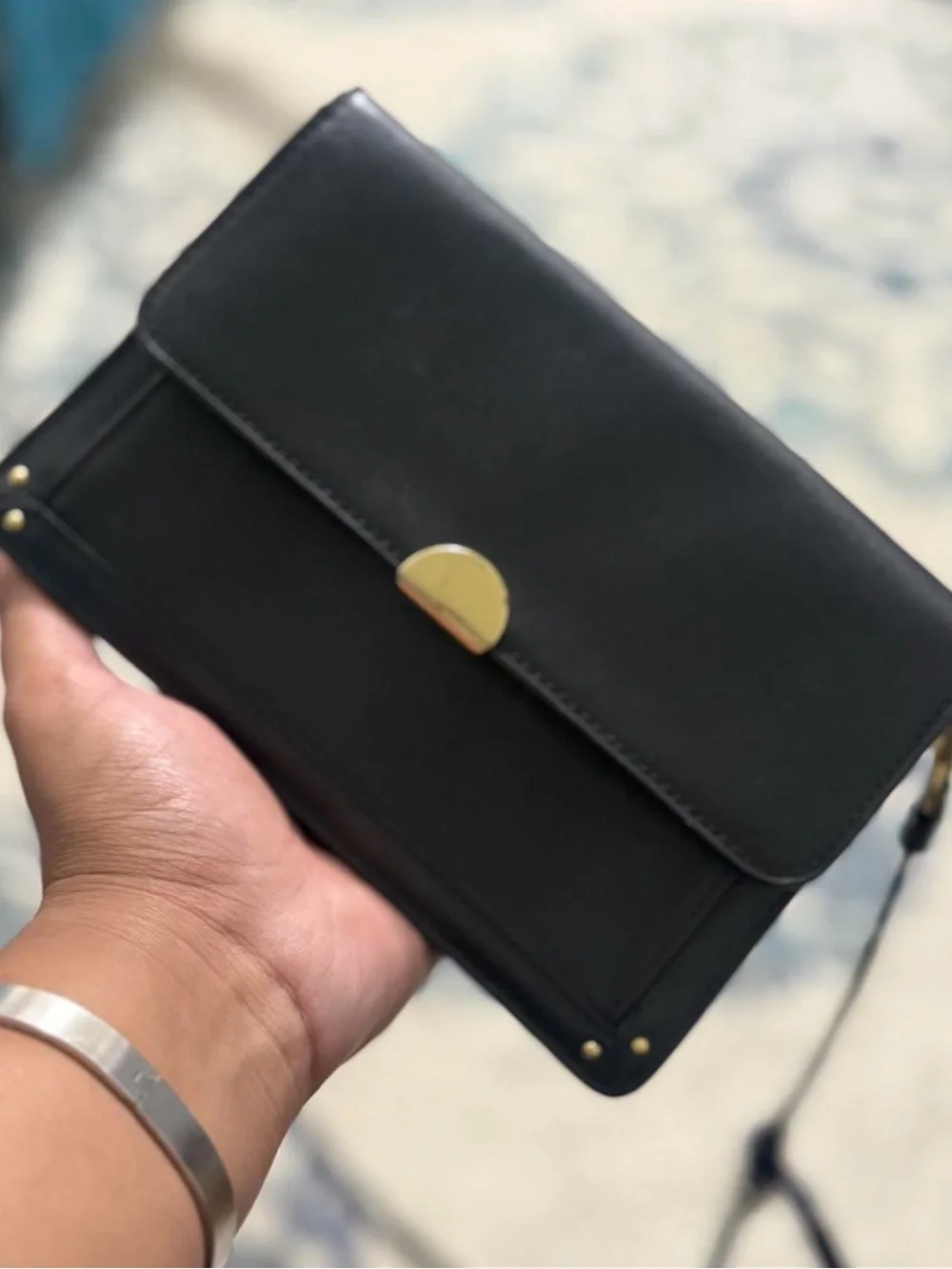 Coach Black Leather Shoulder Bag with Brown Suede Interior